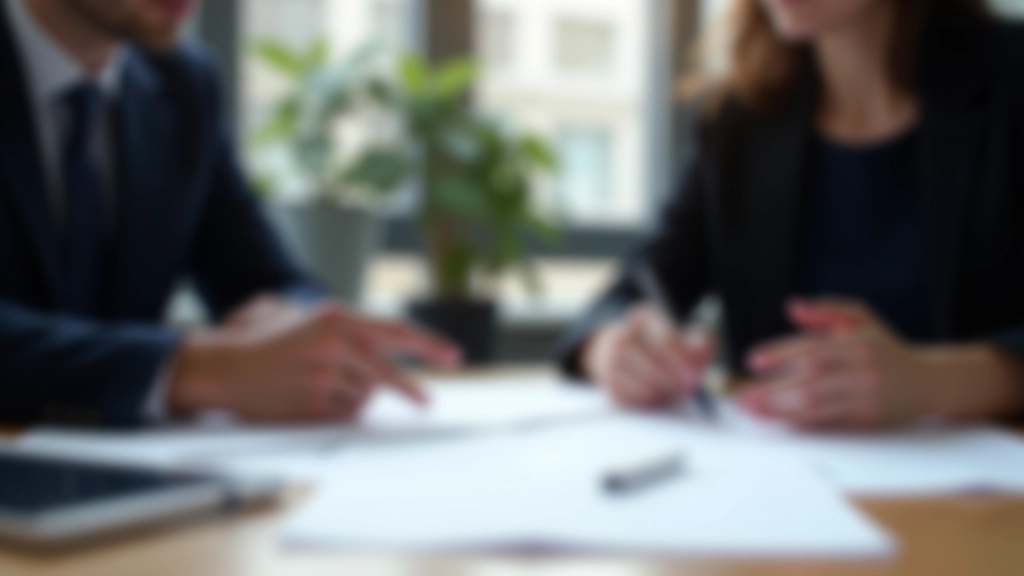 Právník s klientem projednávají dělení nemovitosti a majetku u pracovního stolu