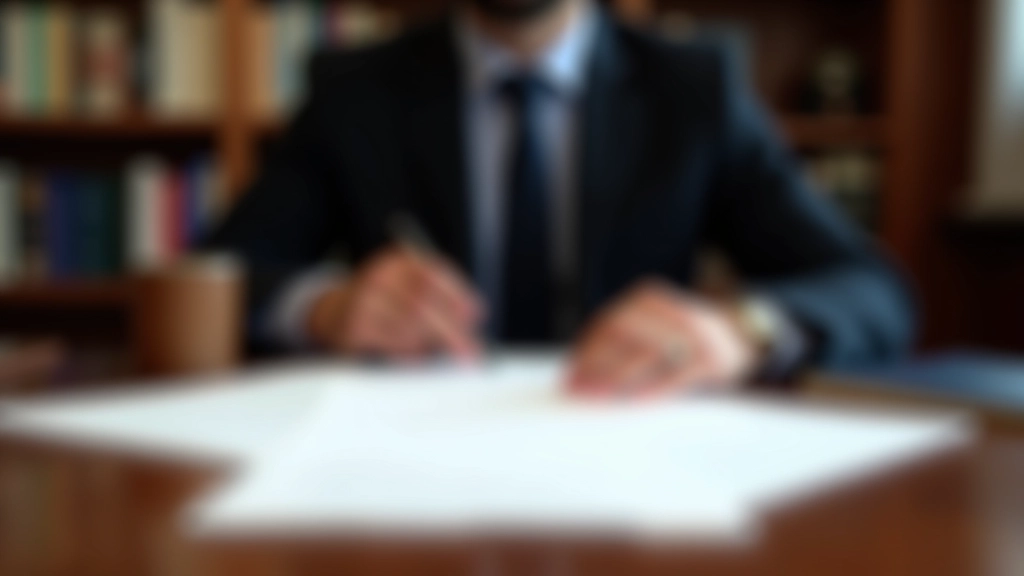 Notářský kancelářský prostor s právními dokumenty, razítky a notářským znakem