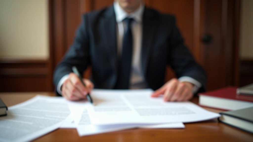 Moderní notářská kancelář s právními dokumenty a vzory závětí na stole